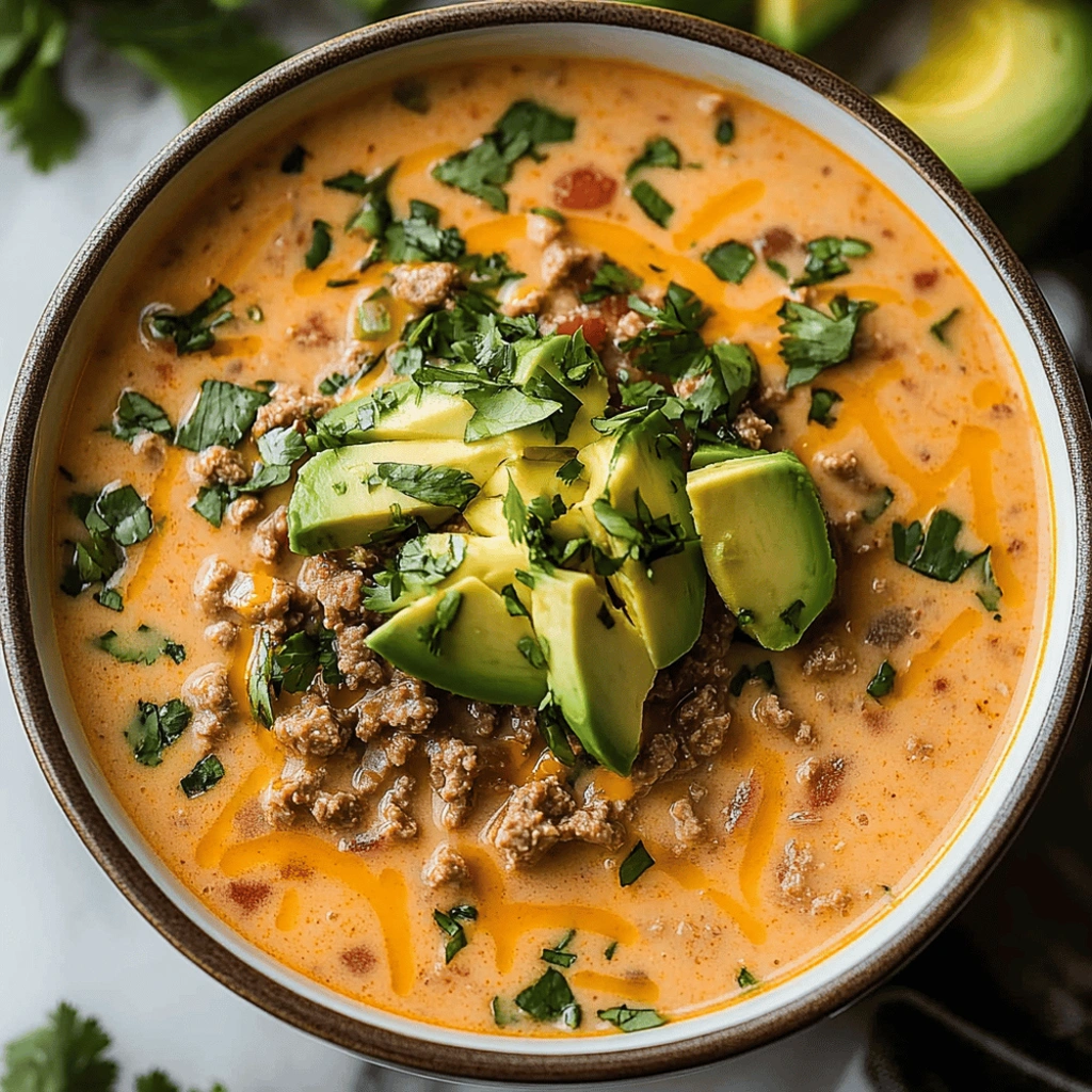 creamy keto taco soup