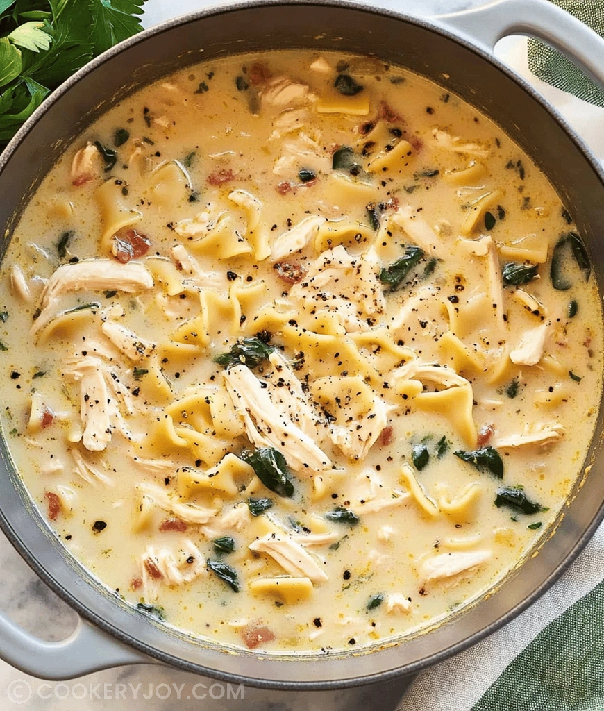 White Chicken Lasagna Soup