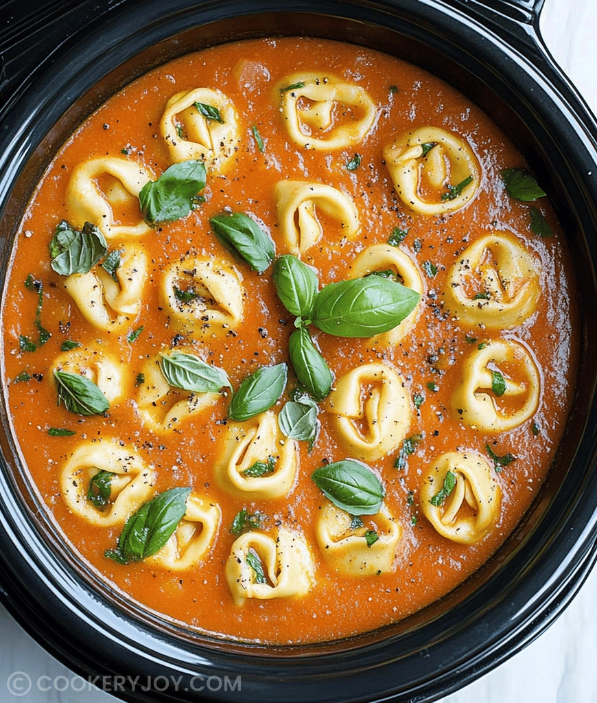 Crockpot Tomato Basil Tortellini Soup