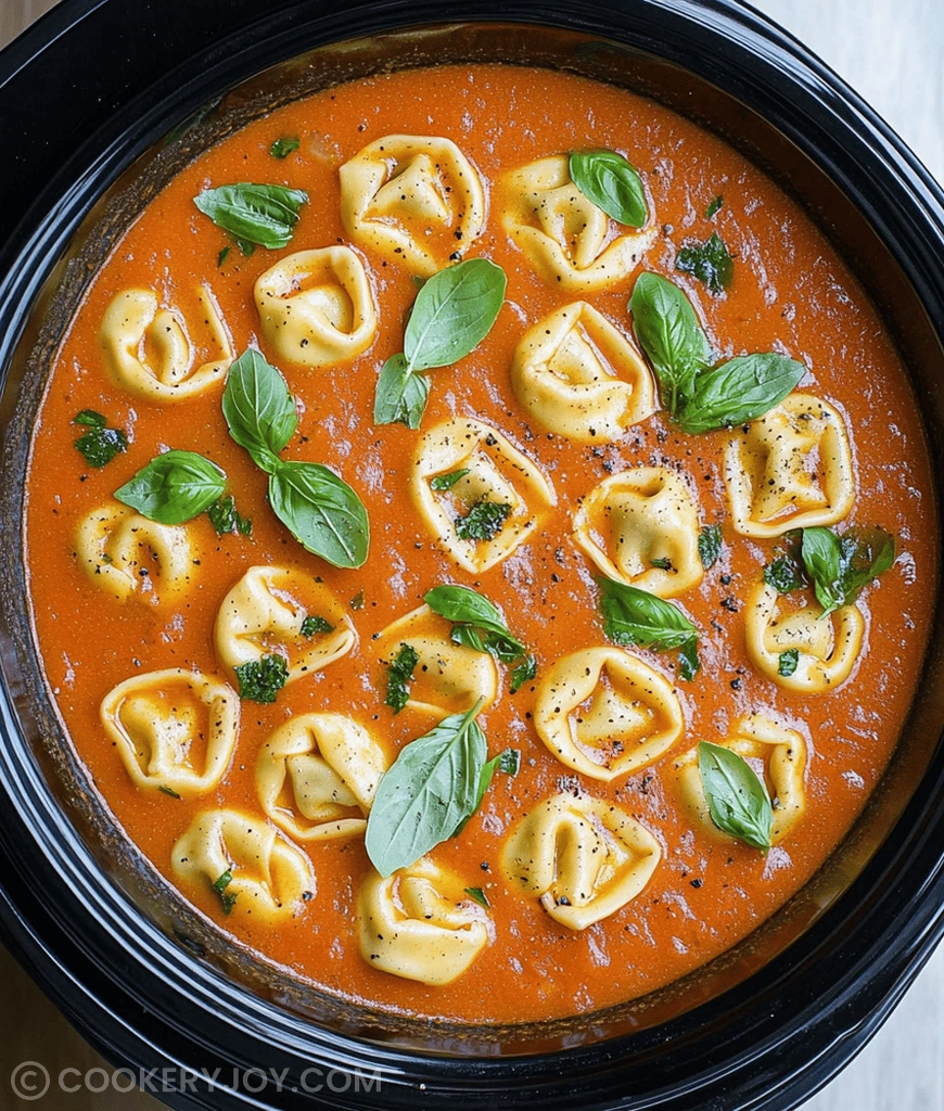 Crockpot Tomato Basil Tortellini Soup