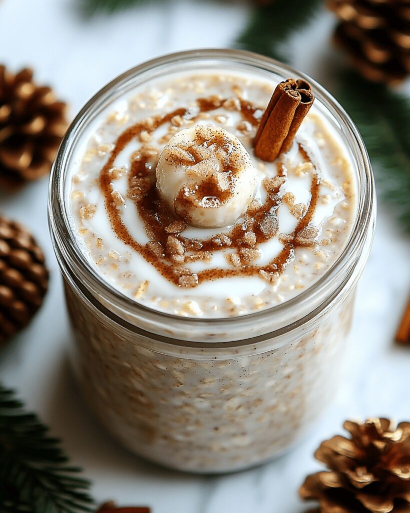 Festive Cinnamon Roll Overnight Oats