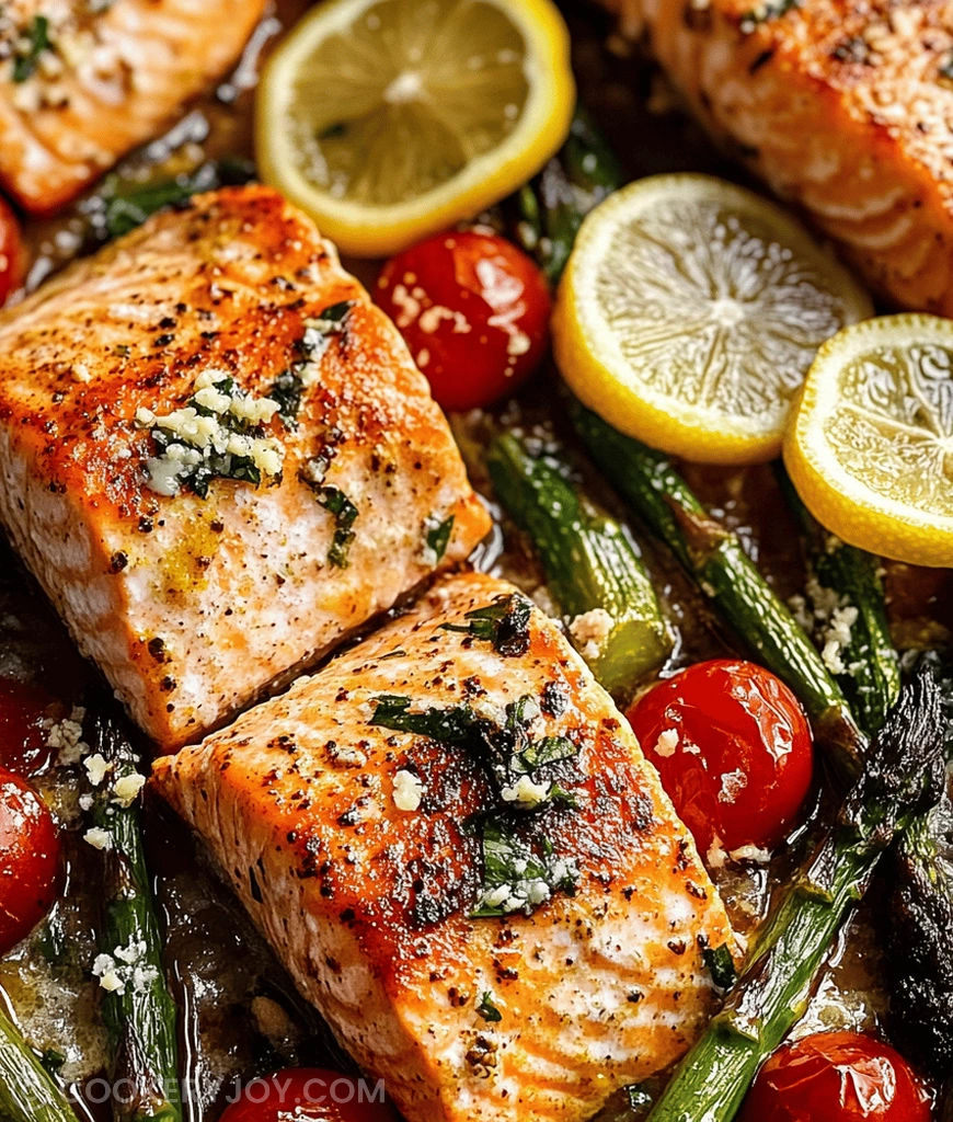Lemon Garlic Salmon Tray Bake