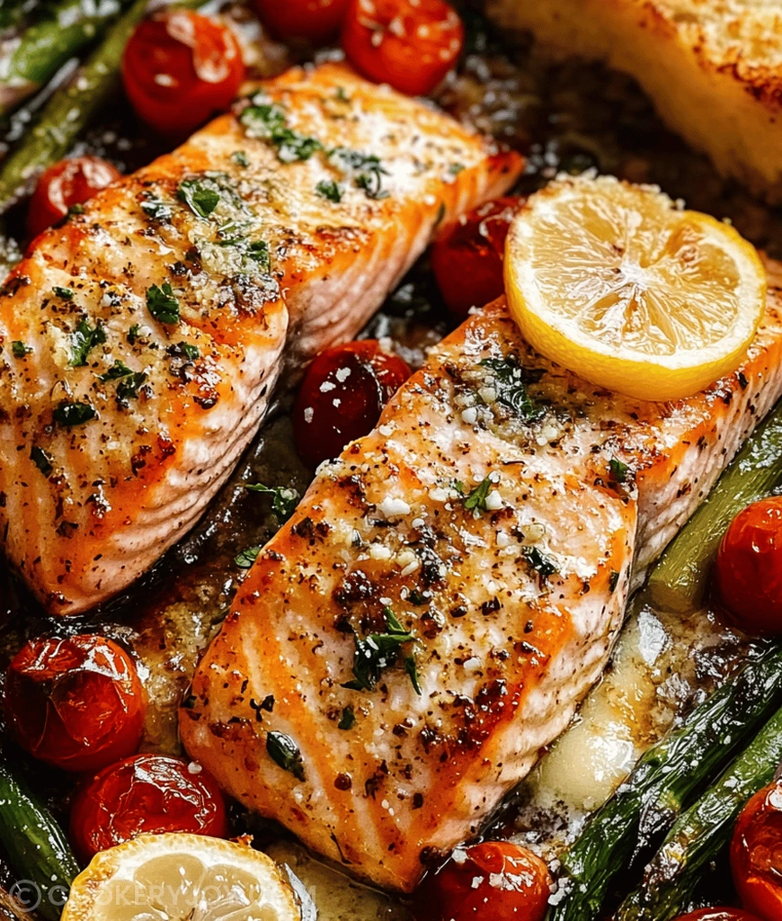 Lemon Garlic Salmon Tray Bake
