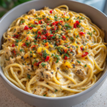 Creamy Rotel Chicken Spaghetti Casserole