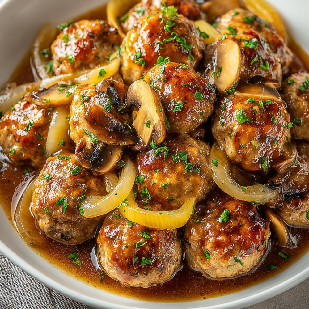Slow Cooker Salisbury Meatballs
