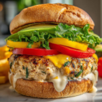 White Cheddar Spinach Chicken Burgers