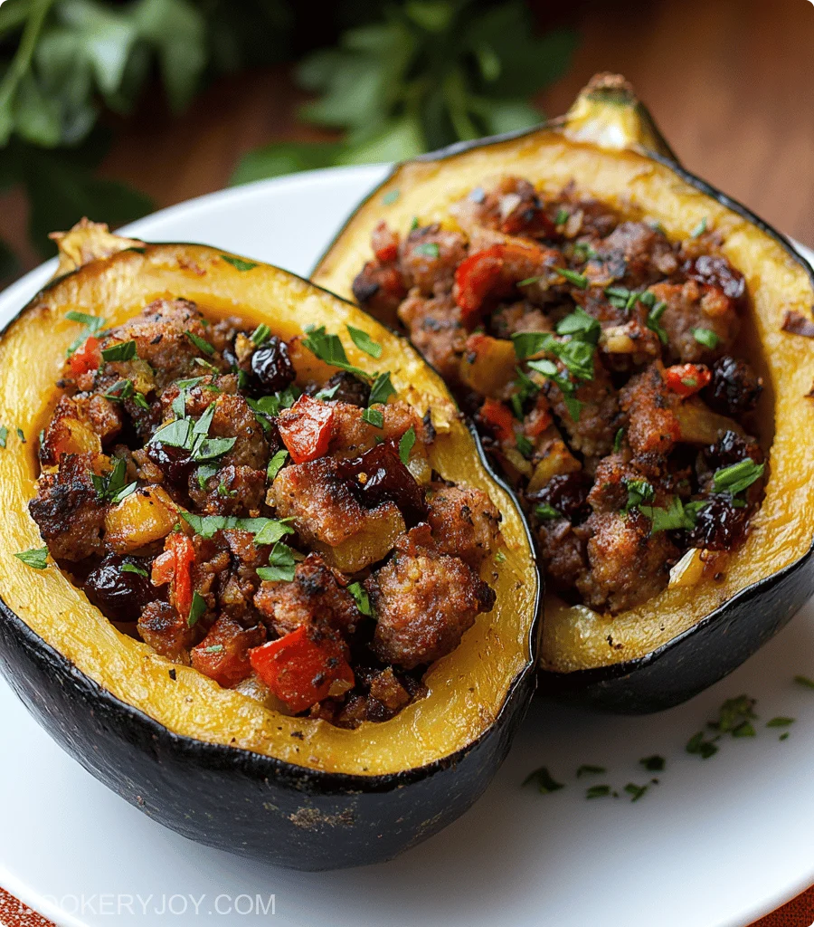 Sausage and Cranberry Stuffed Acorn Squash