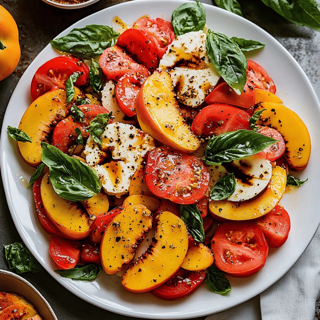 Peach Caprese Salad with Balsamic Glaze