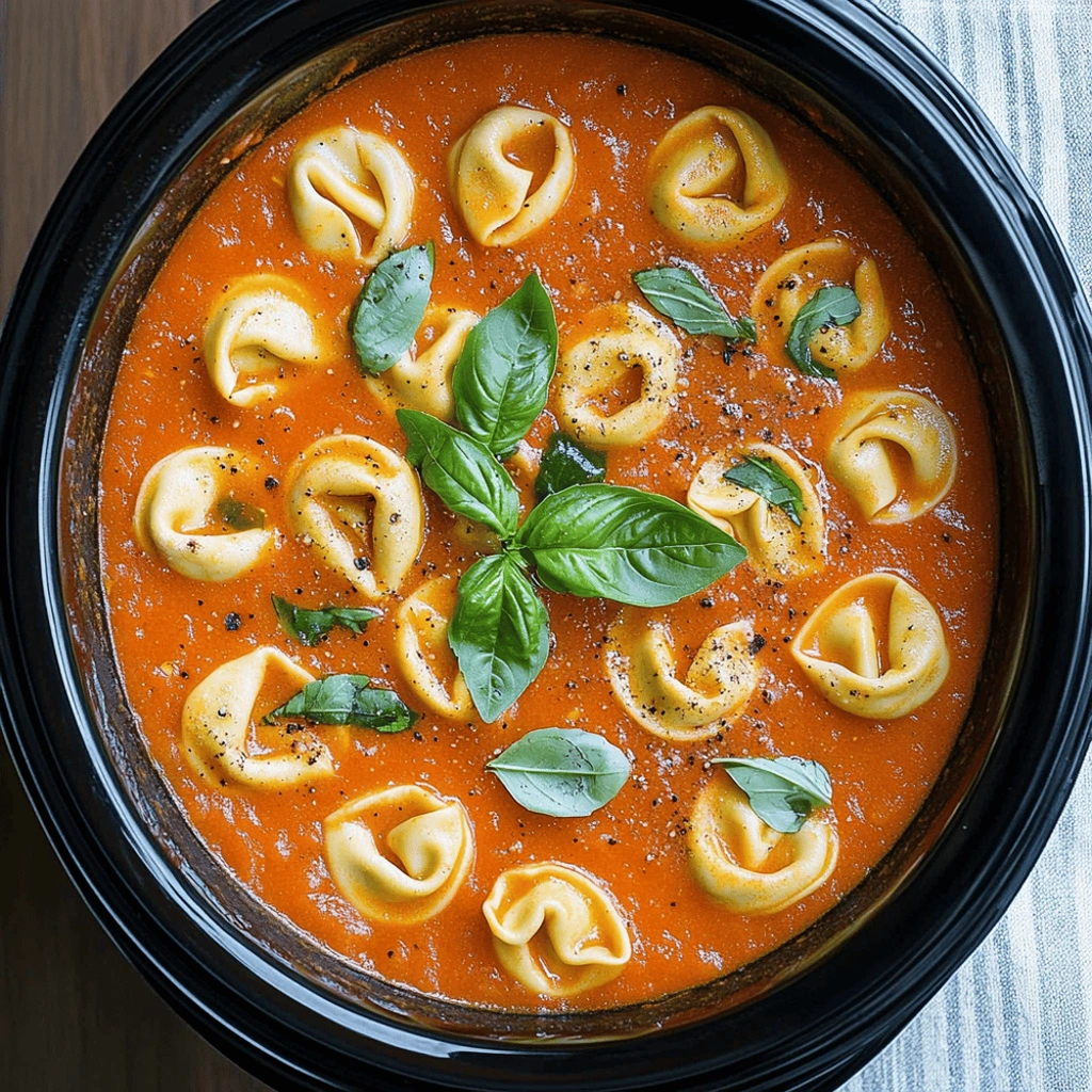 Crockpot Tomato Basil Tortellini Soup