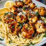 Garlic Butter Chicken Bites With Creamy Parmesan Pasta
