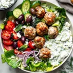 Greek Chicken Meatball Bowls With Tzatziki