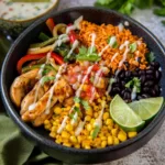Healthy Chicken Fajita Bowl with Rice