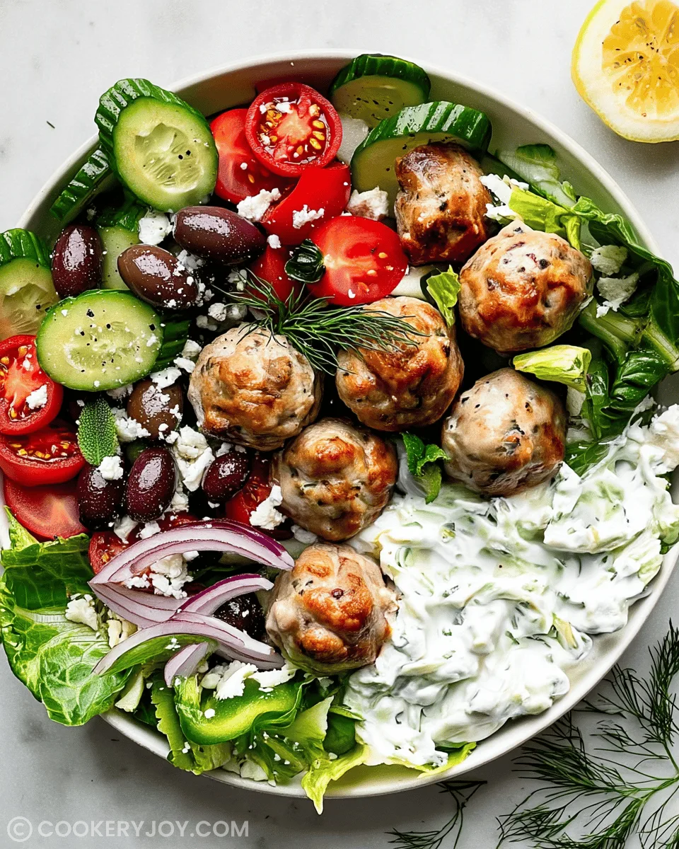 greek-chicken-meatball-bowls-with-tzatziki