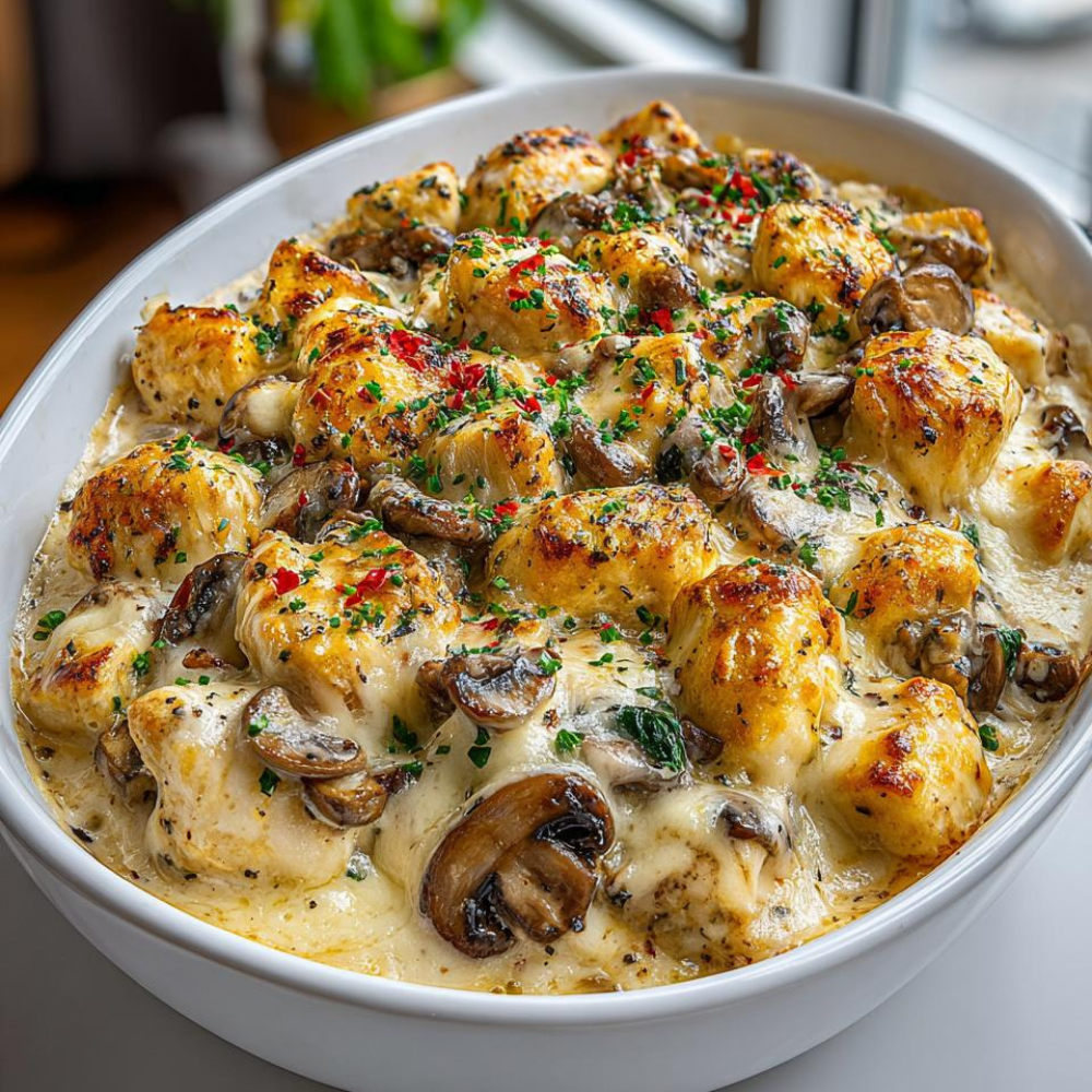 Keto Garlic Mushroom Chicken Casserole
