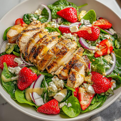 Strawberry Spinach Salad with Chicken