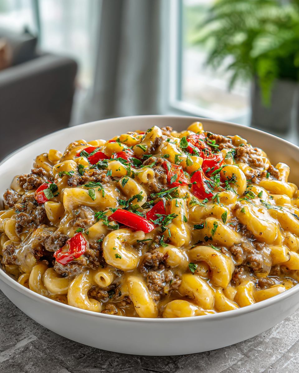 sloppy-cheeseburger-pasta