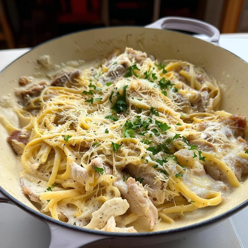 High Protein Alfredo Bake